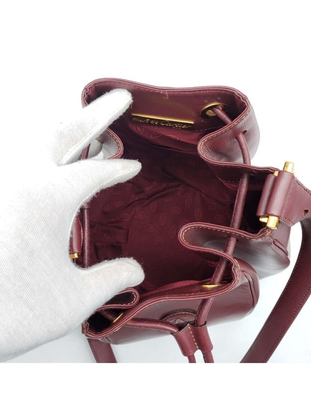 100% Authentic Must De Cartier Bordeaux Leather Shoulder Bag - Picture 11 of 16